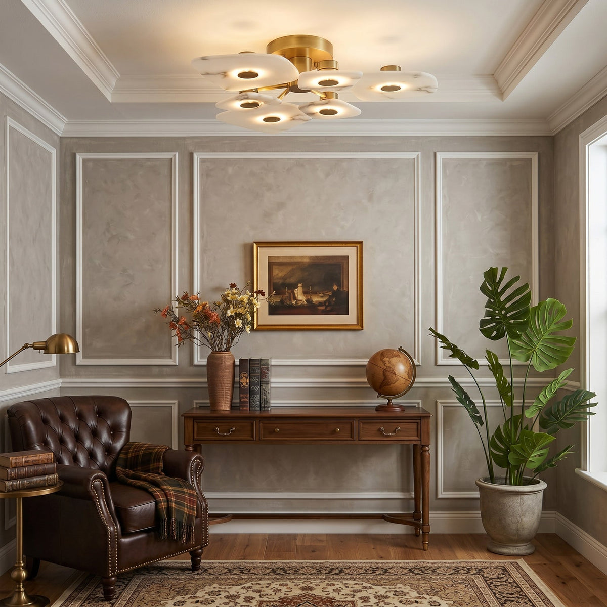 Organic Alabaster Slab Semi-Flush Ceiling Light, product view 9