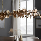 Scroll Leaf Linear Chandelier by Bling Lighting Studio