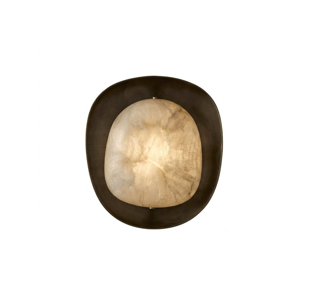 Pebble Alabaster Wall Sconce in Curved Metal Frame, product view 1