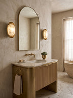 Pebble Alabaster Wall Sconce in Curved Metal Frame, product view 2