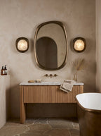Pebble Alabaster Wall Sconce in Curved Metal Frame, product view 4