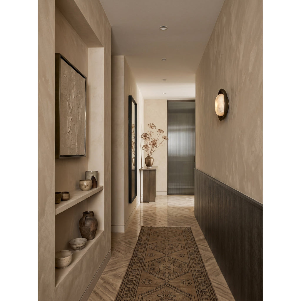 Pebble Alabaster Wall Sconce in Curved Metal Frame, product view 6