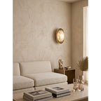 Pebble Alabaster Wall Sconce in Curved Metal Frame, product view 7