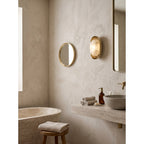 Pebble Alabaster Wall Sconce in Curved Metal Frame, product view 8