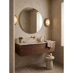 Pebble Alabaster Wall Sconce in Curved Metal Frame, product view 10
