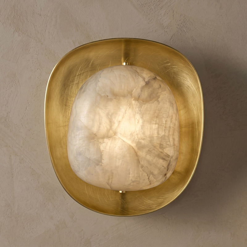 Pebble Alabaster Wall Sconce in Curved Metal Frame, product view 11