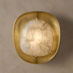 Pebble Alabaster Wall Sconce in Curved Metal Frame, product view 11