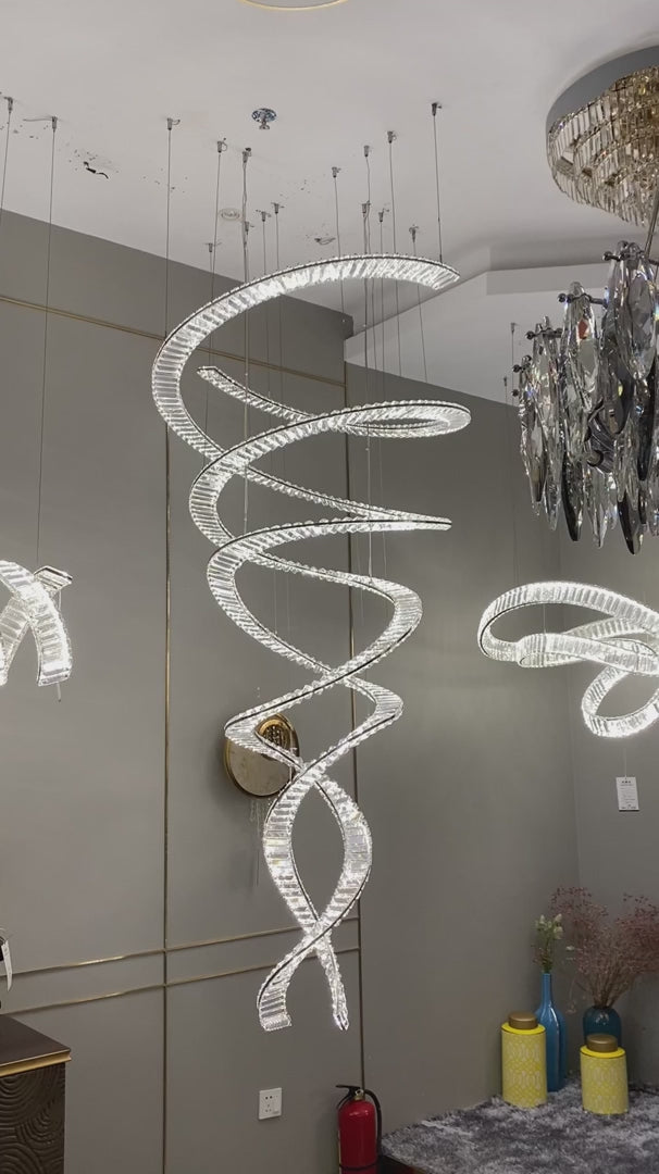 Lámpara moderna de techo de cristal para escaleras y vestíbulo con techo alto