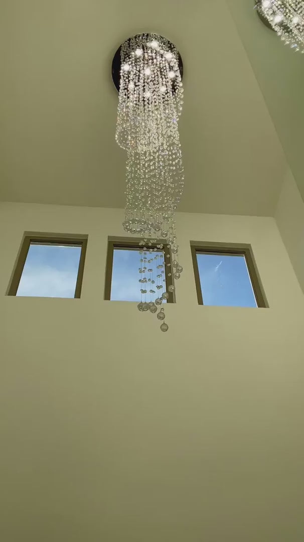 Large Crystal Chandelier Foyer Lighting For High Ceiling And Entryway
