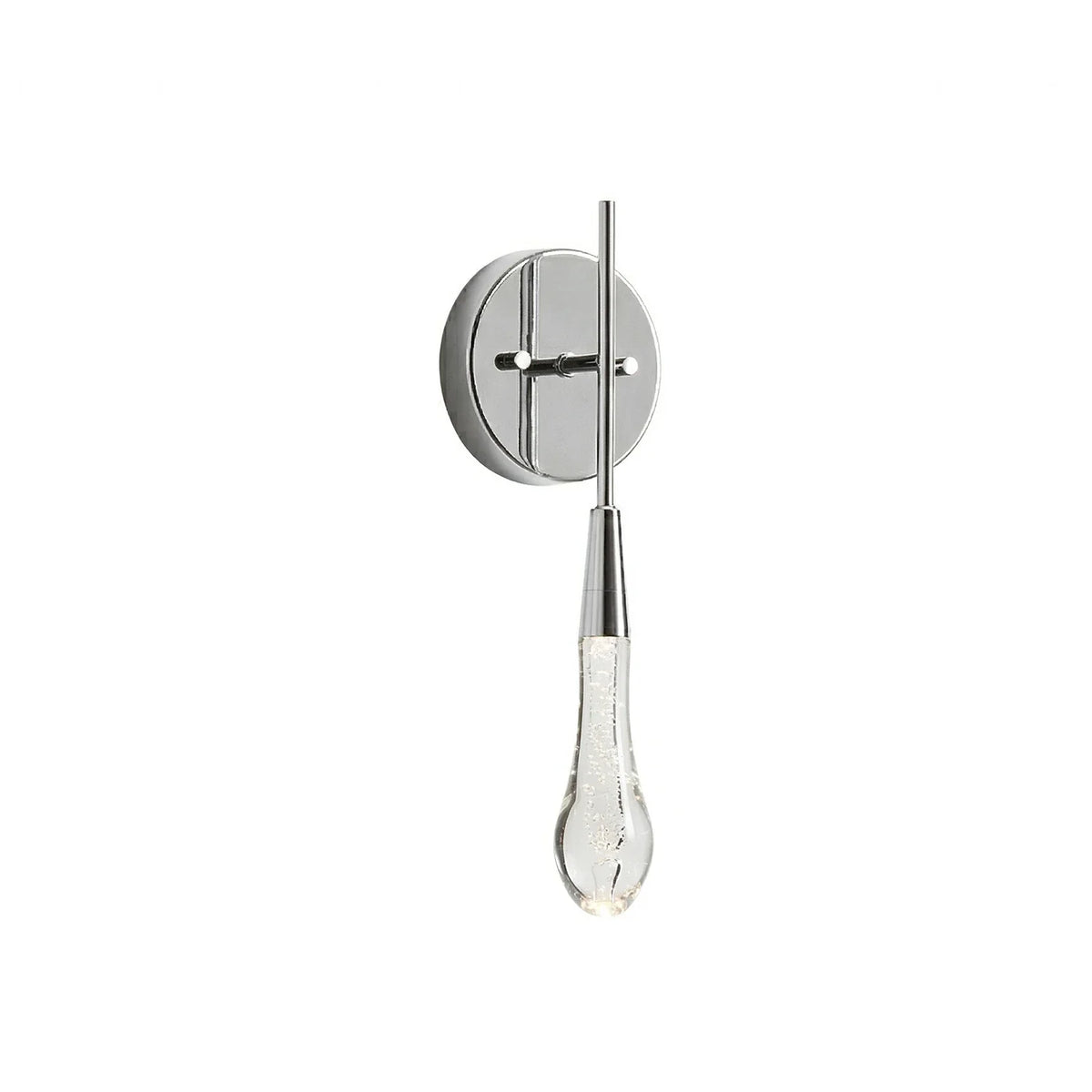 Raindrop Glass Solitaire Wall Lamp, silver unlit studio shot | Bling Lighting Studio
