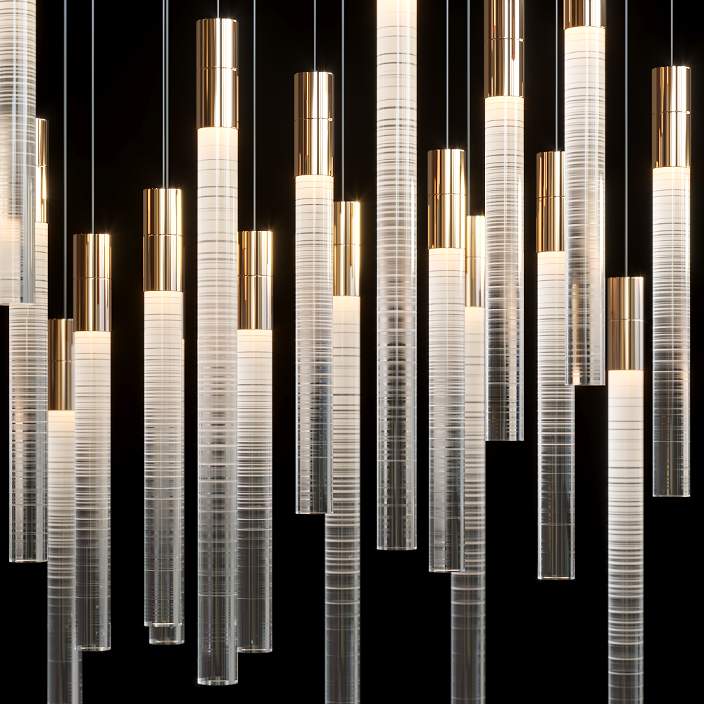 Velmora Frosted Tube Cluster Chandelier chandelier in a tall interior