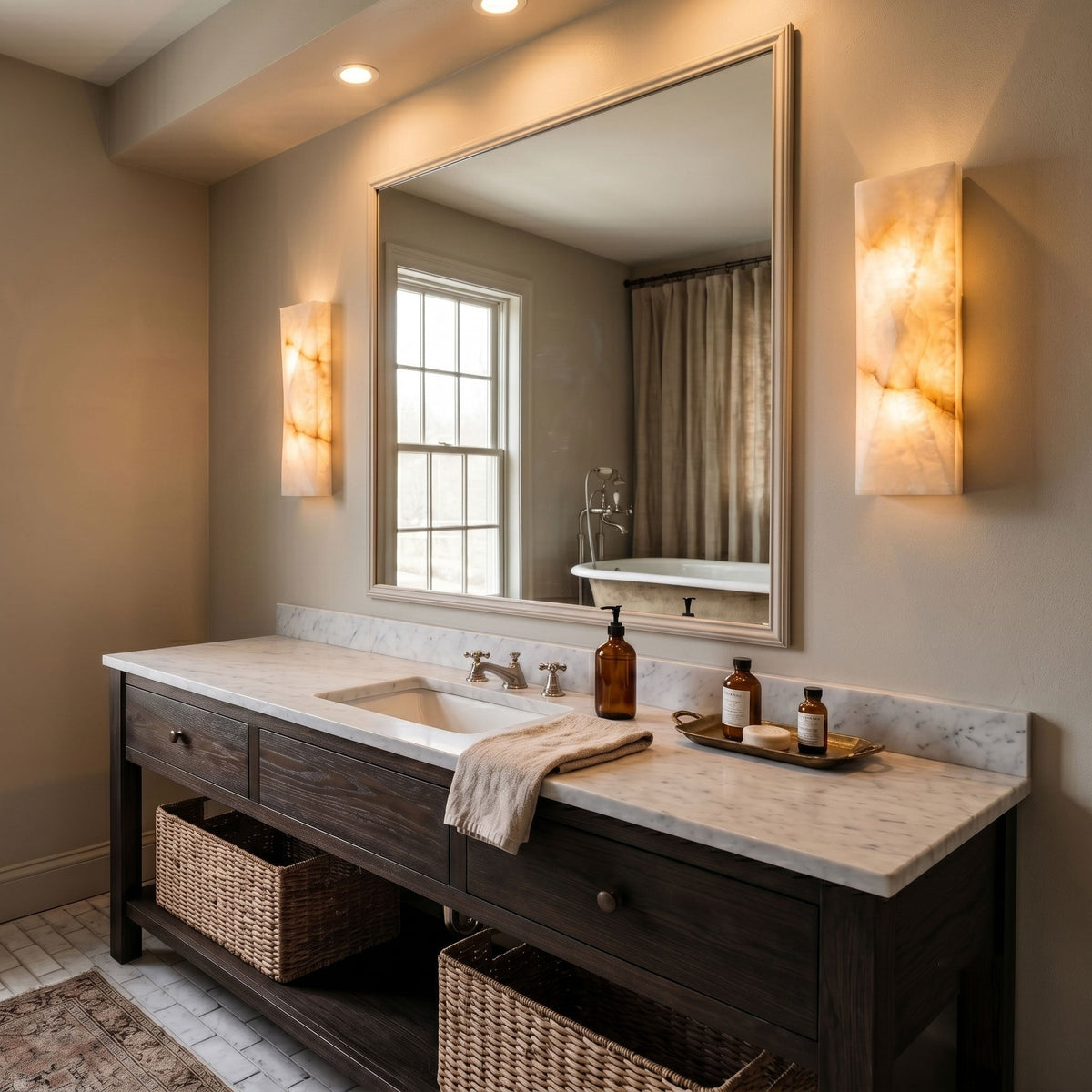 Rectangular Alabaster Flush Wall Sconce, product view 2