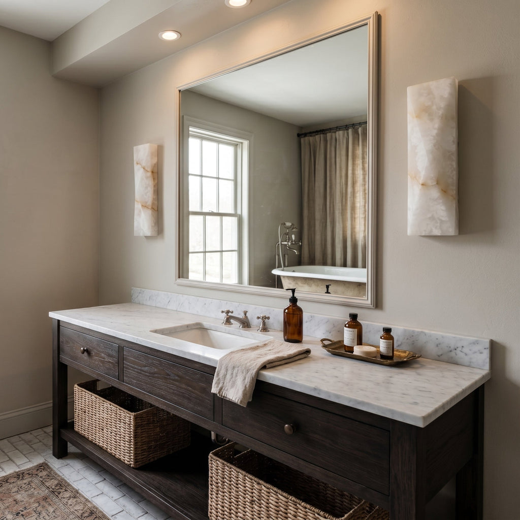 Rectangular Alabaster Flush Wall Sconce, product view 4