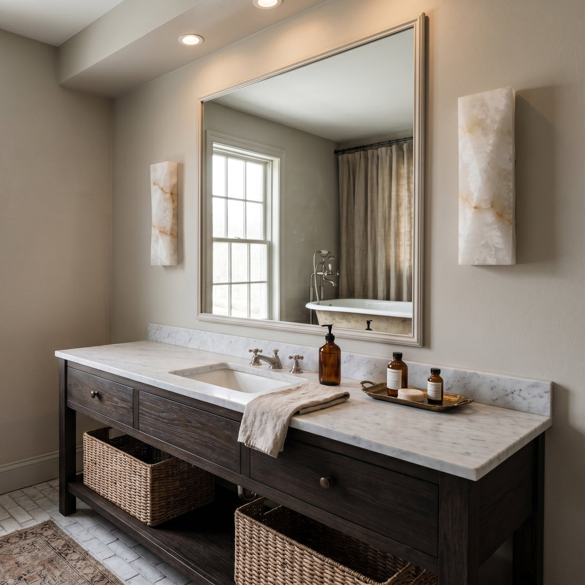 Rectangular Alabaster Flush Wall Sconce, product view 4