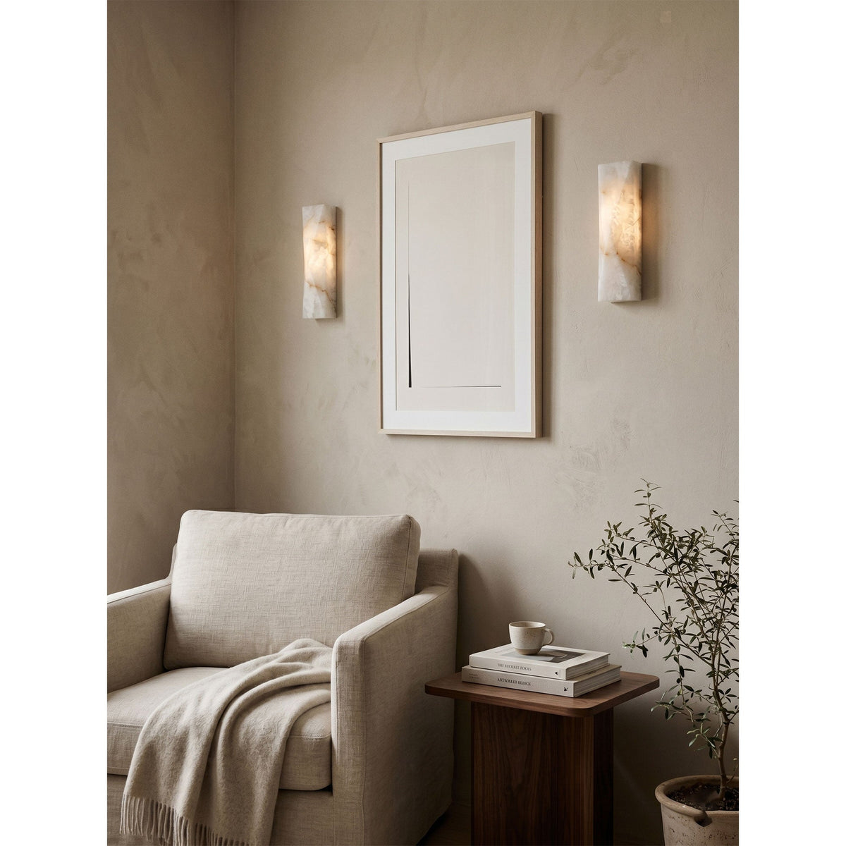 Rectangular Alabaster Flush Wall Sconce, product view 7