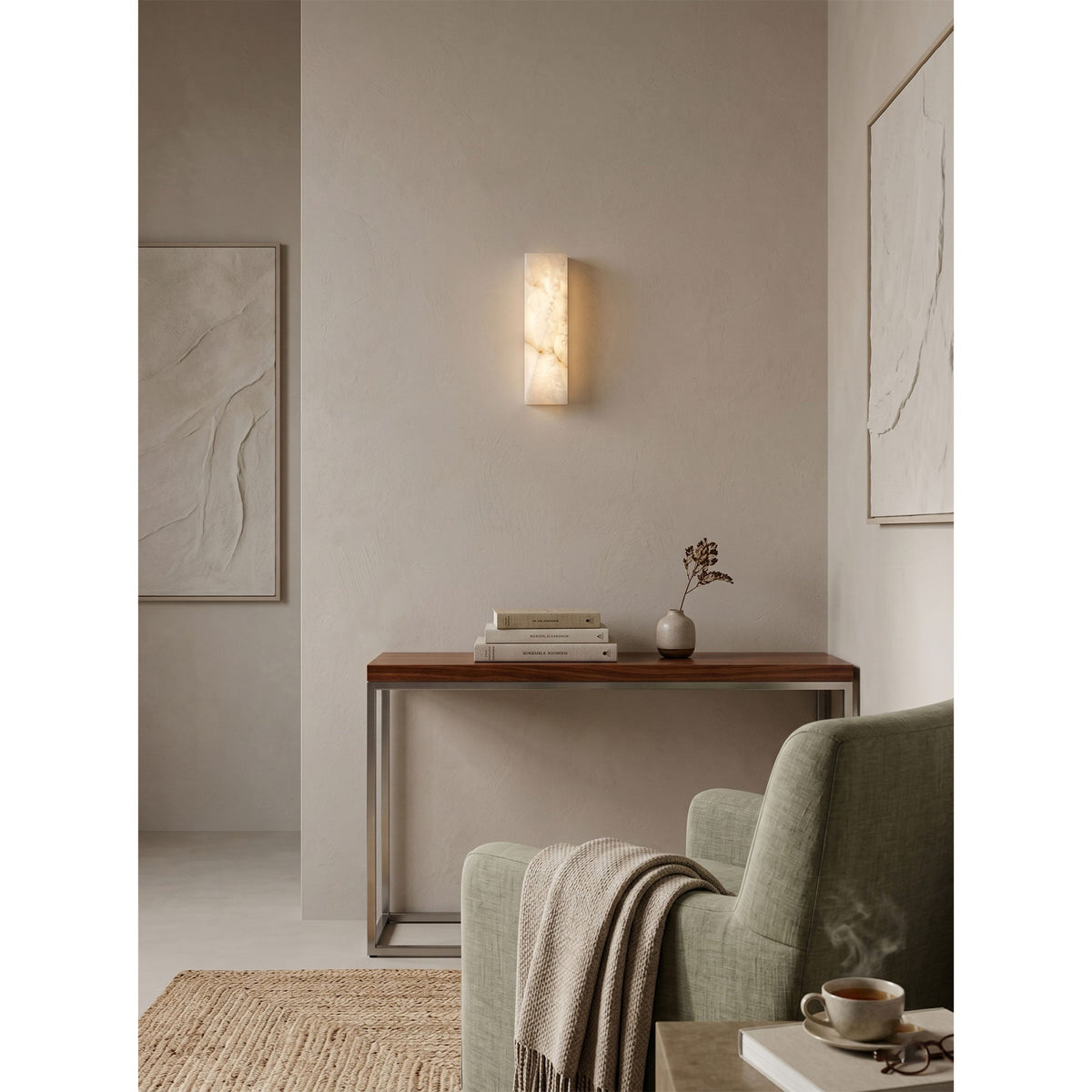 Rectangular Alabaster Flush Wall Sconce, product view 11