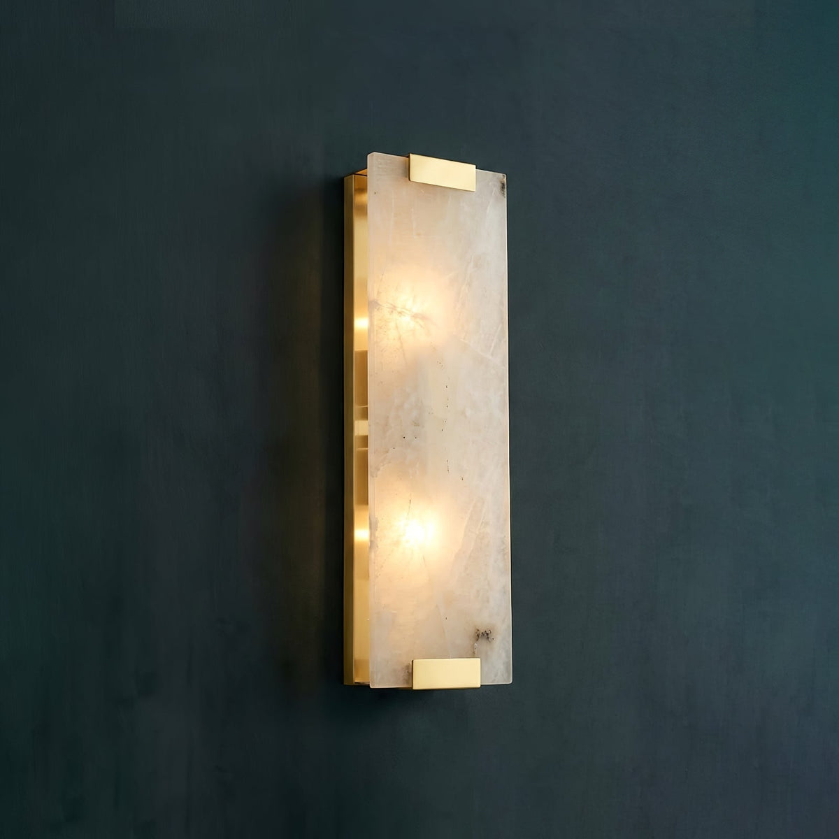 Rectangular Alabaster Wall Sconce, elegant dark teal wall accent | Bling Lighting Studio