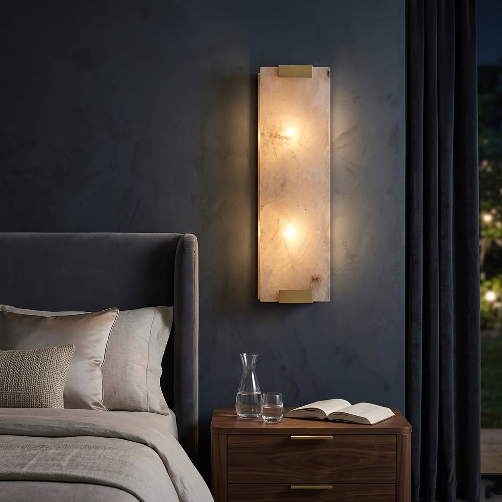 Rectangular Alabaster Wall Sconce, luxury bedroom mood lighting | Bling Lighting Studio
