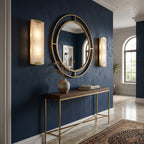 Rectangular Alabaster Wall Sconce, navy blue hallway luxury decor | Bling Lighting Studio