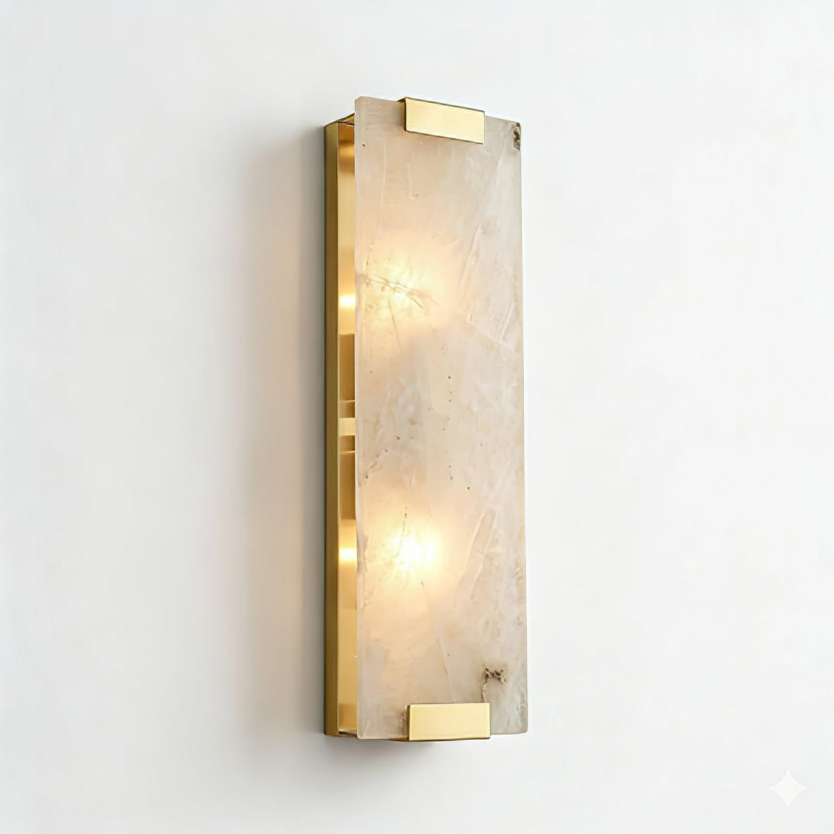 Rectangular Alabaster Wall Sconce, translucent stone texture view | Bling Lighting Studio