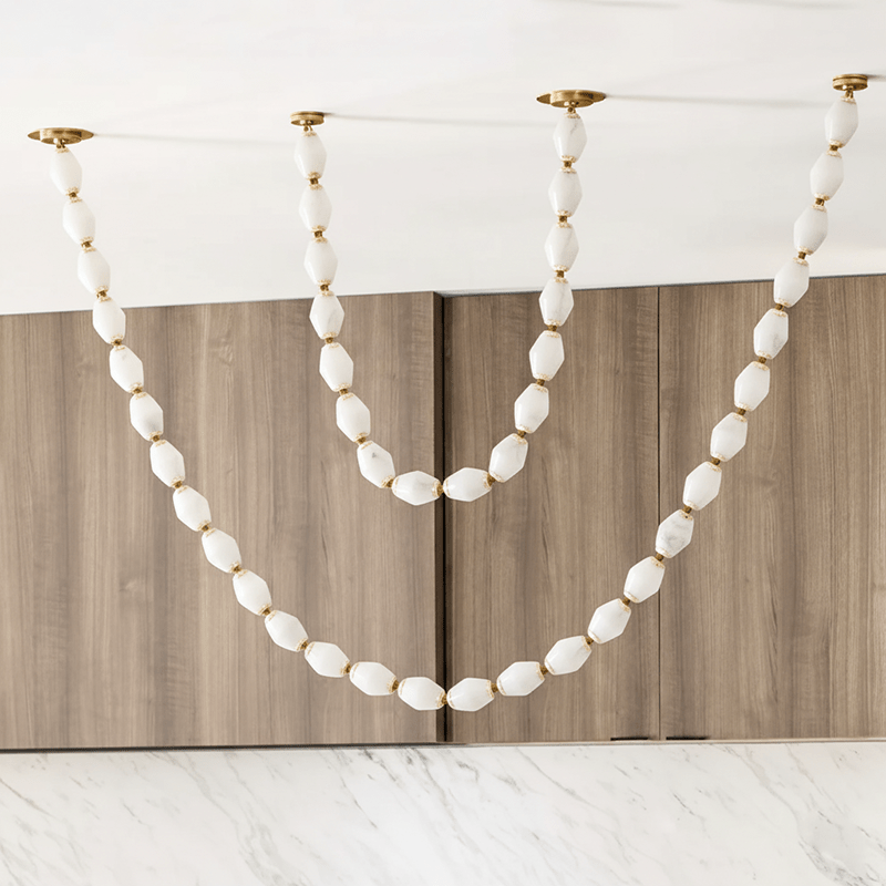 Riviere Glass Chain Chandelier 16 and 28 light configuration diagram