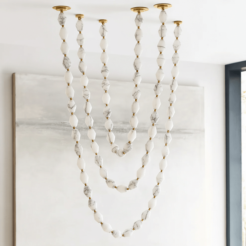Riviere Glass Chain Chandelier 22, 28 and 34 light configuration diagram