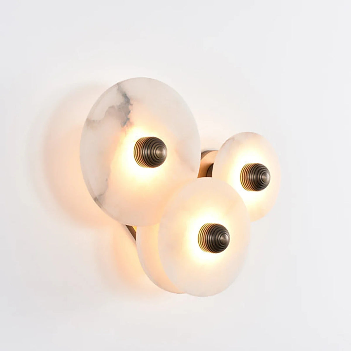 Round Alabaster Wall Lamp, triple warm light product | Bling Lighting Studio