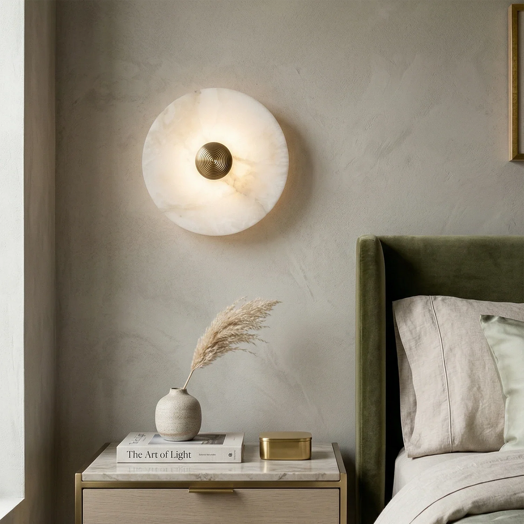 Round Alabaster Wall Lamp by Bling Lighting Studio