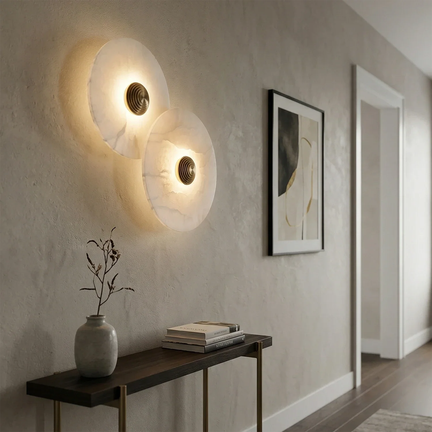 Round Alabaster Wall Lamp by Bling Lighting Studio