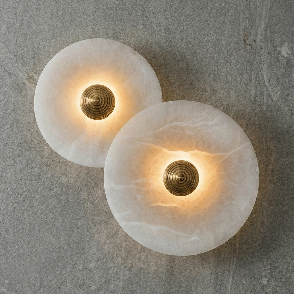 Round Alabaster Wall Lamp by Bling Lighting Studio