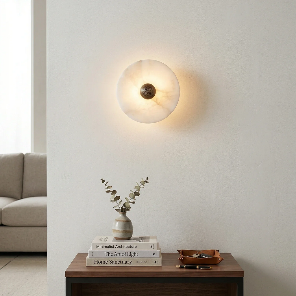 Round Alabaster Wall Lamp by Bling Lighting Studio