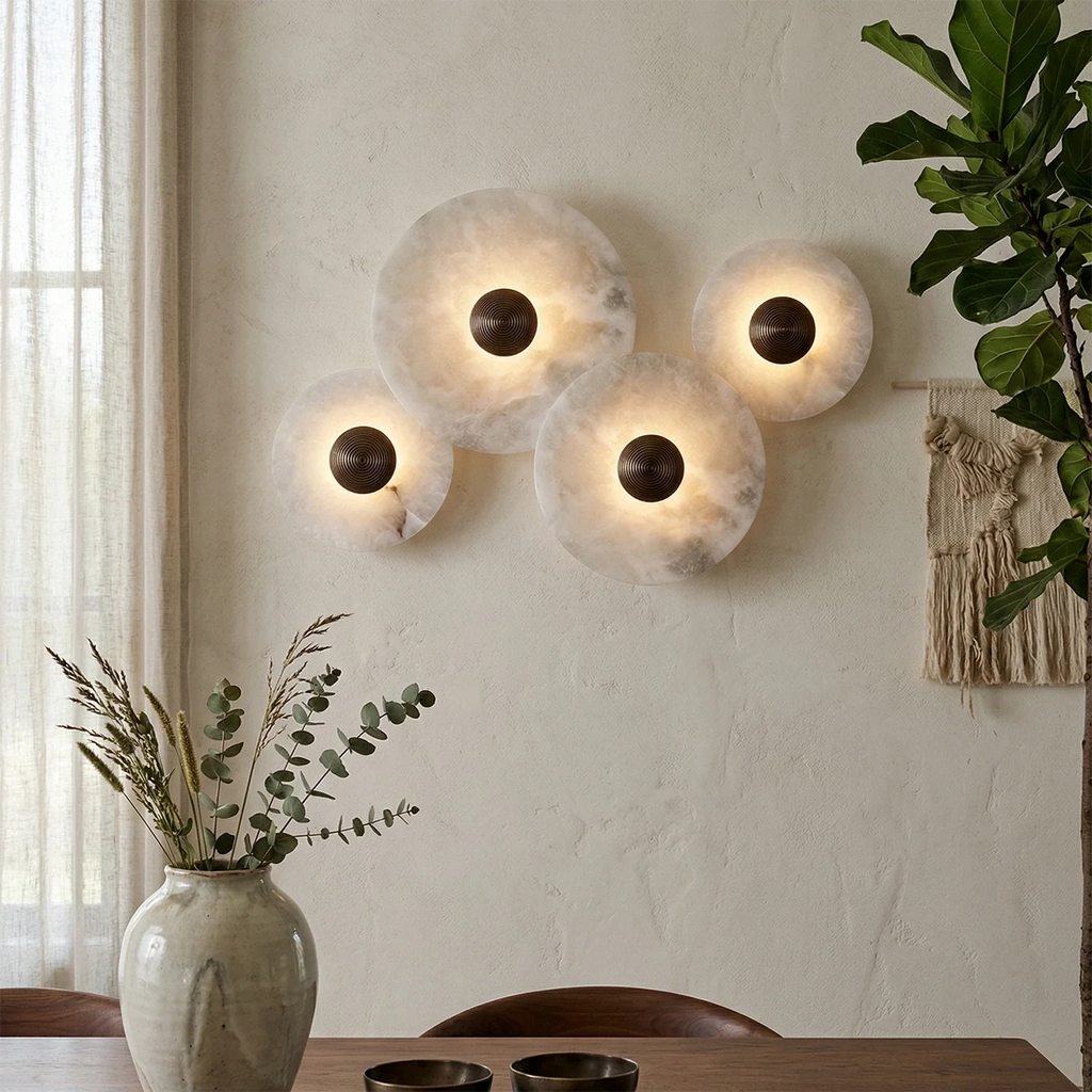 Round Alabaster Wall Lamp by Bling Lighting Studio