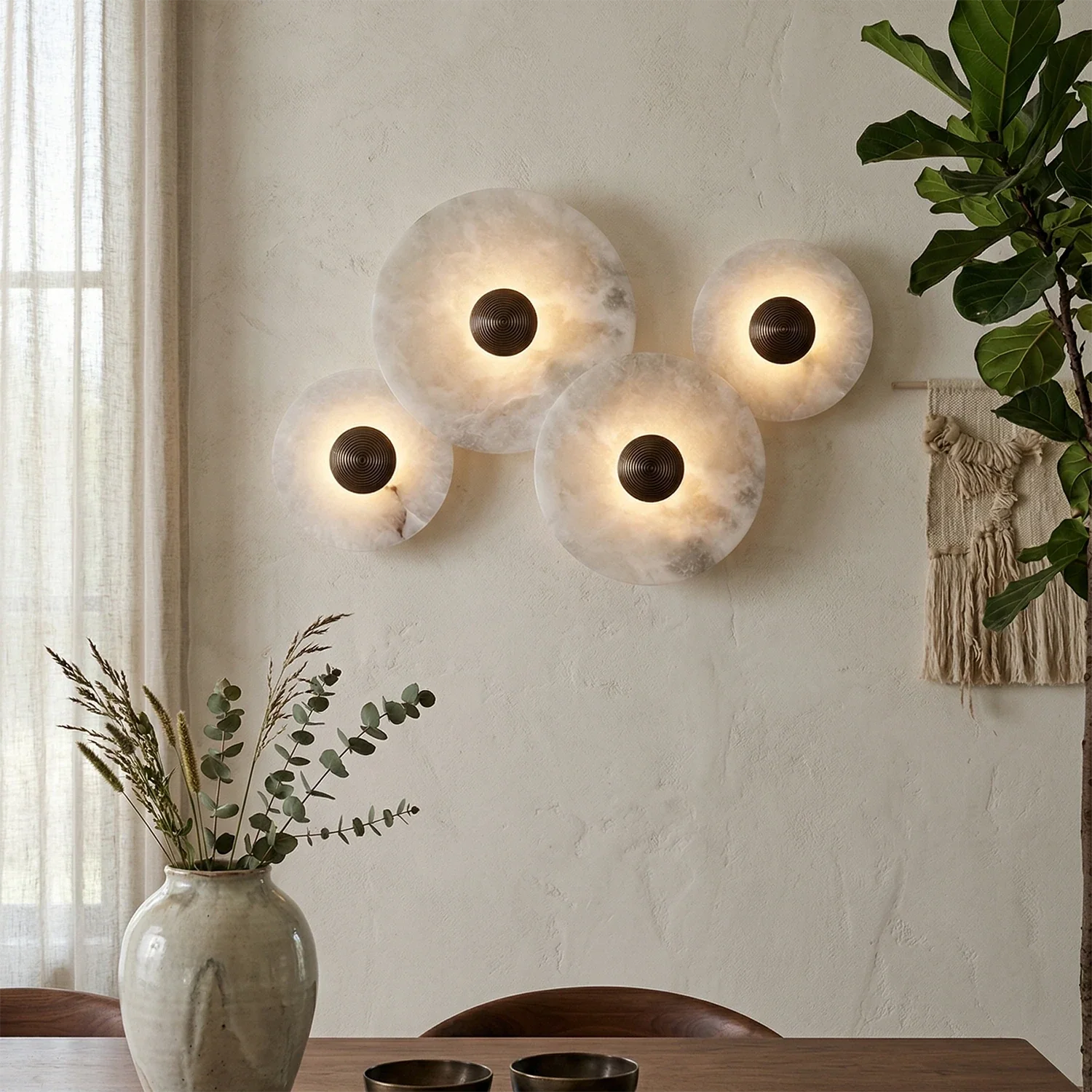 Round Alabaster Wall Lamp by Bling Lighting Studio