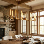 Round Brass Linear Chandelier by Bling Lighting Studio