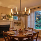 Round Brass Linear Chandelier by Bling Lighting Studio