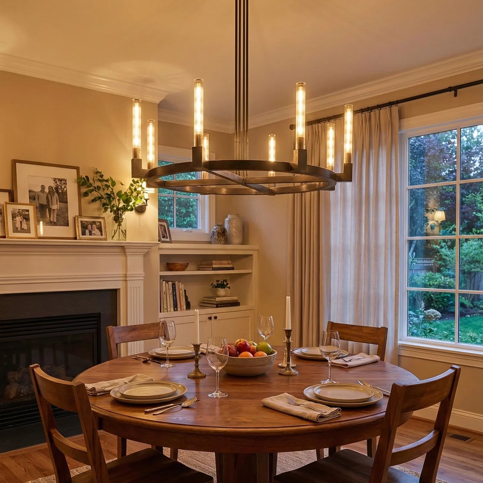 Round Brass Linear Chandelier by Bling Lighting Studio
