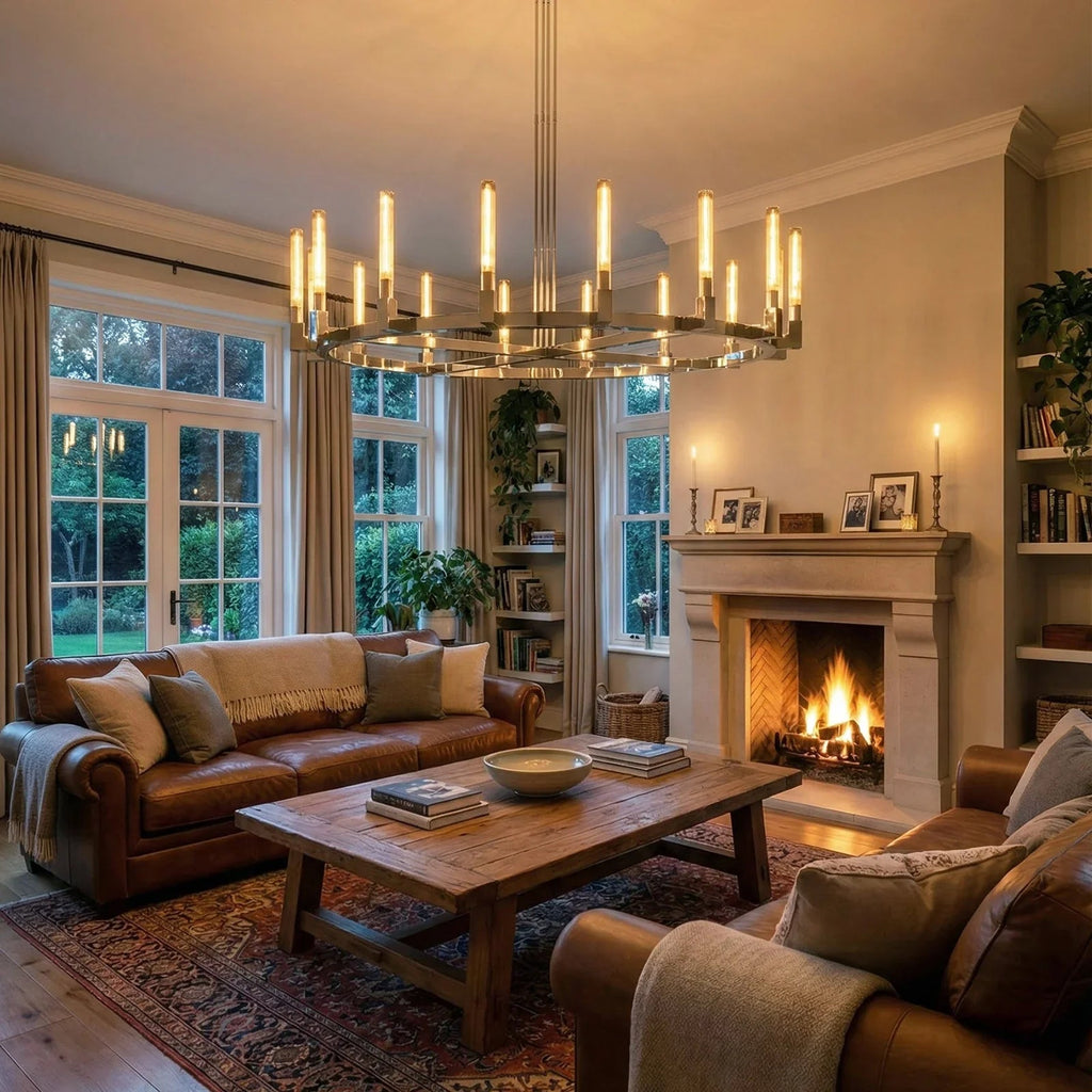 Round Brass Linear Chandelier by Bling Lighting Studio