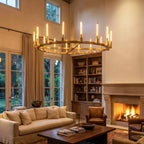 Round Brass Linear Chandelier by Bling Lighting Studio