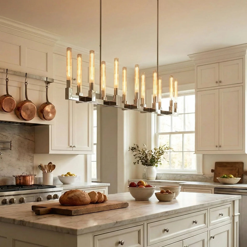 Round Brass Linear Chandelier by Bling Lighting Studio