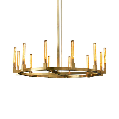 Round Brass Linear Chandelier by Bling Lighting Studio