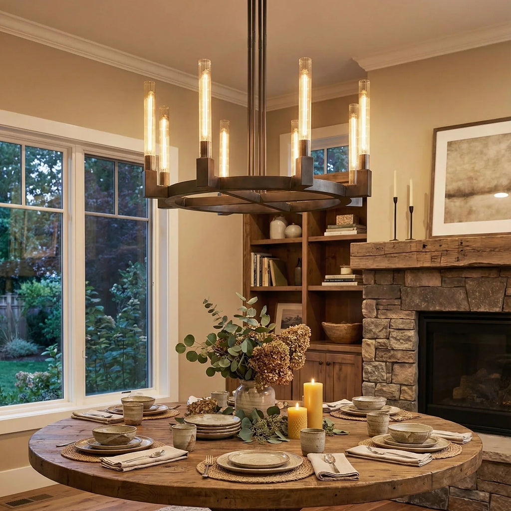 Round Brass Linear Chandelier by Bling Lighting Studio
