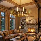 Round Brass Linear Chandelier by Bling Lighting Studio