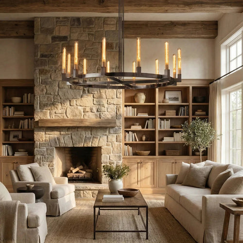 Round Brass Linear Chandelier by Bling Lighting Studio