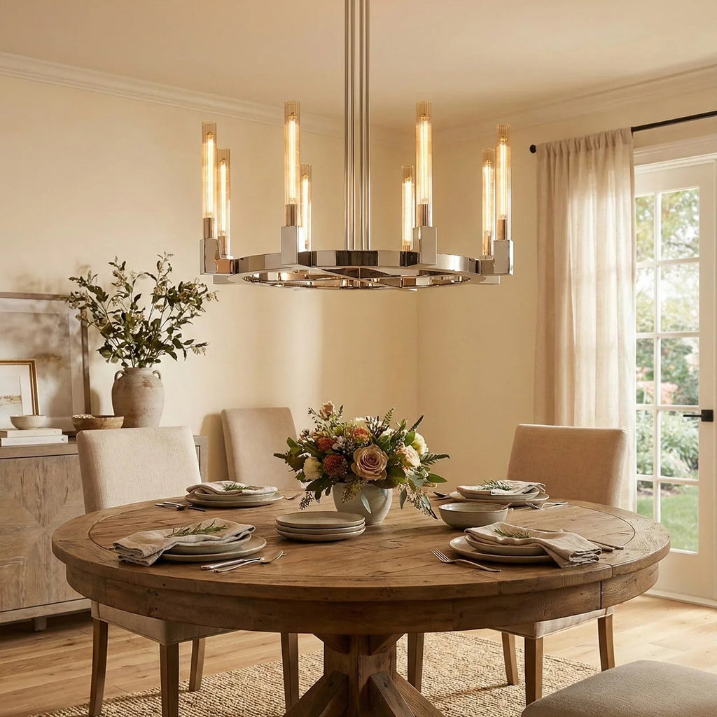 Round Brass Linear Chandelier by Bling Lighting Studio