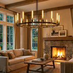 Round Brass Linear Chandelier by Bling Lighting Studio