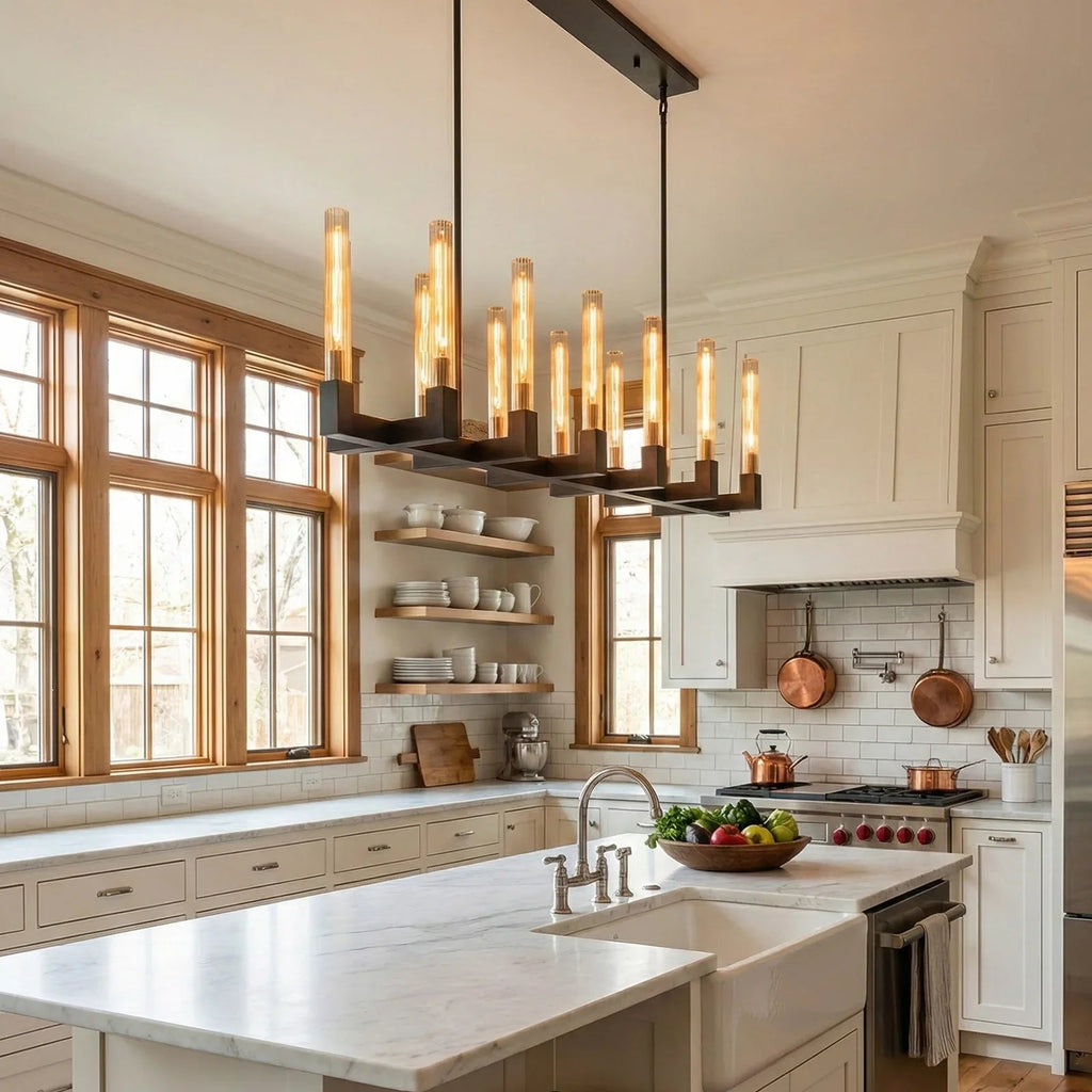 Round Brass Linear Chandelier by Bling Lighting Studio