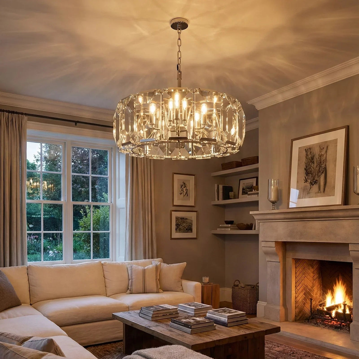 Round Crystal Calcite Chandelier, product detail | Bling Lighting Studio