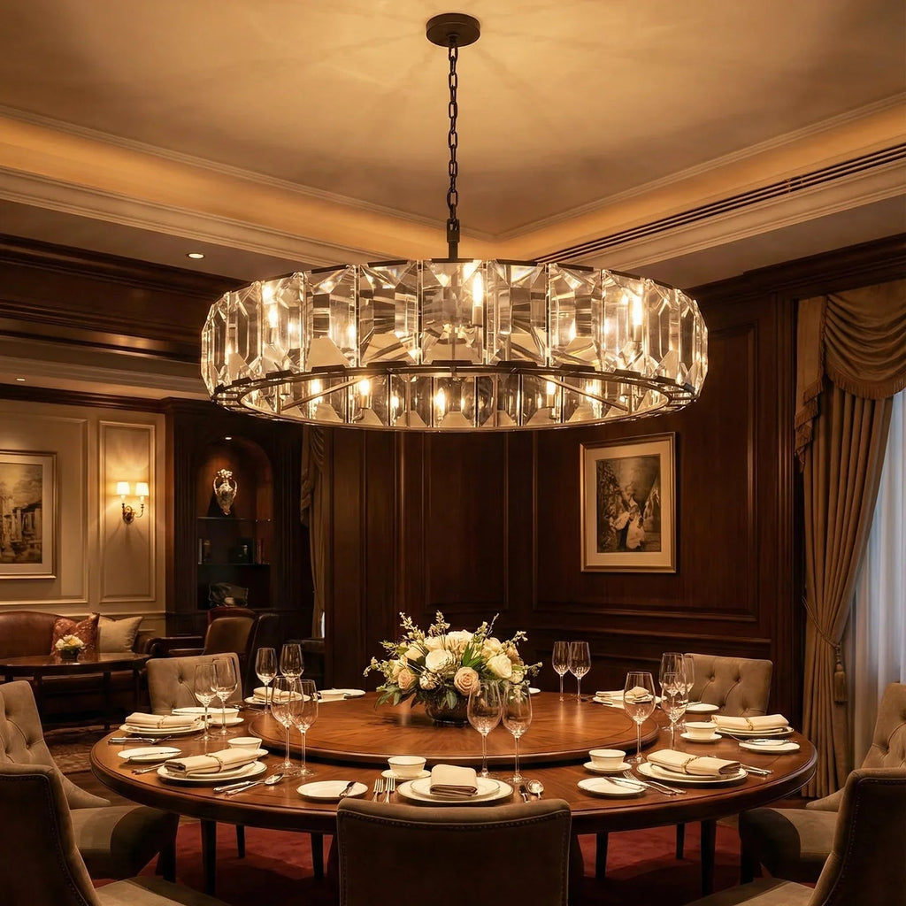 Round Crystal Calcite Chandelier by Bling Lighting Studio