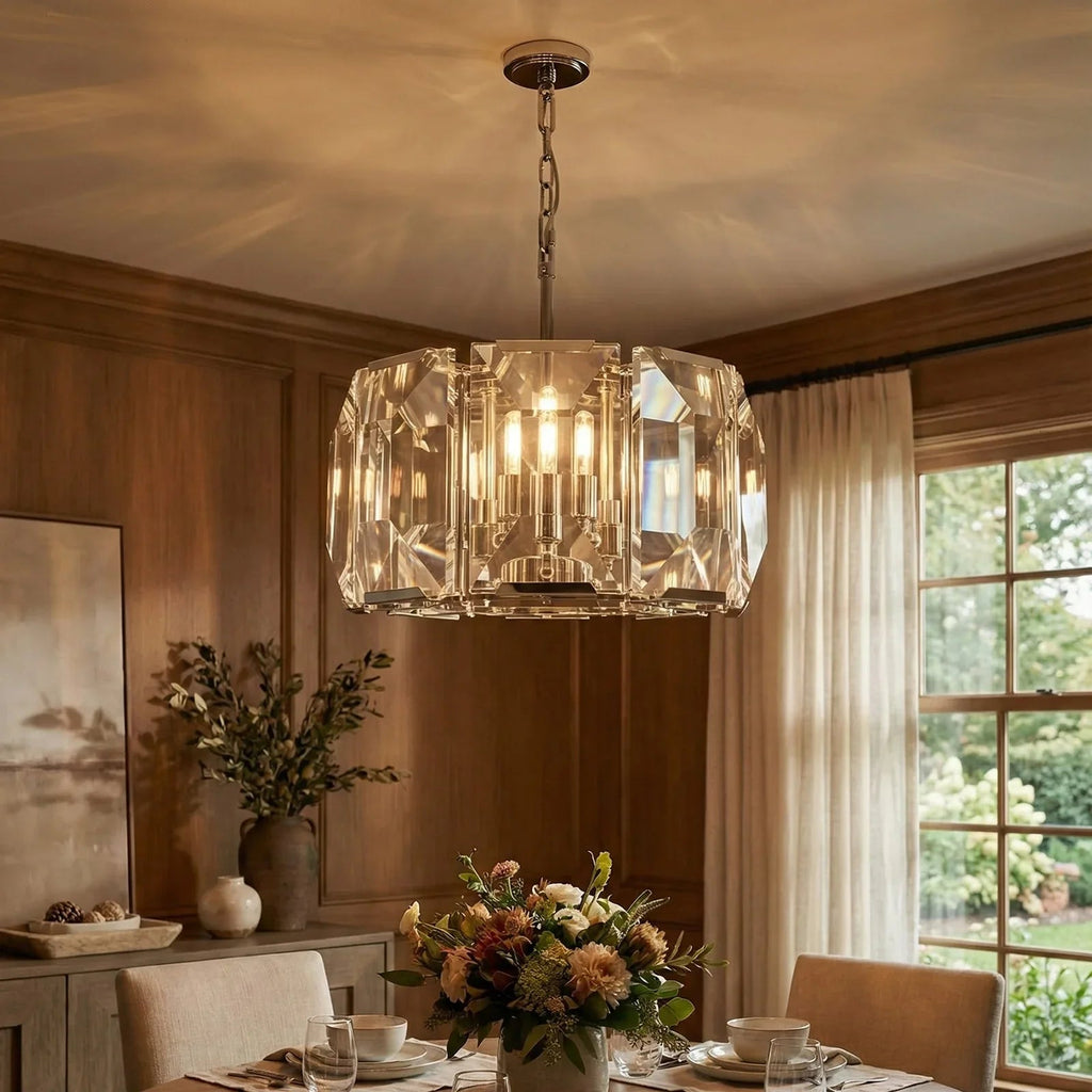 Round Crystal Calcite Chandelier by Bling Lighting Studio