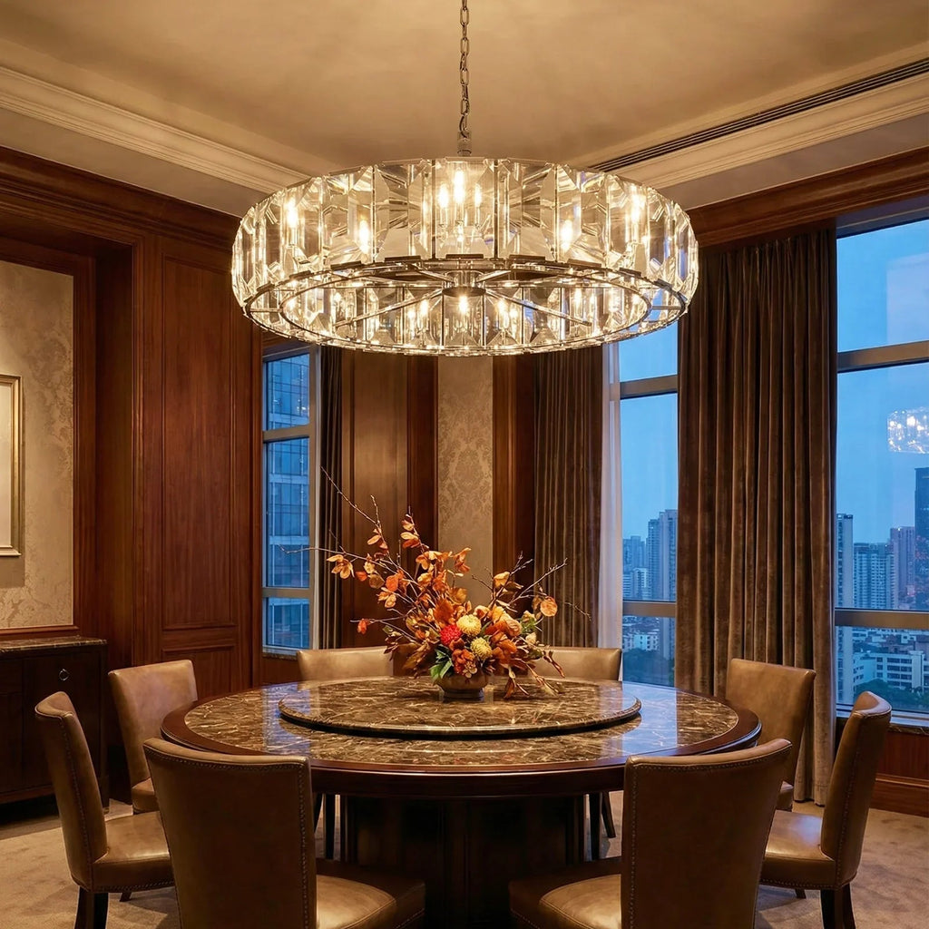 Round Crystal Calcite Chandelier by Bling Lighting Studio